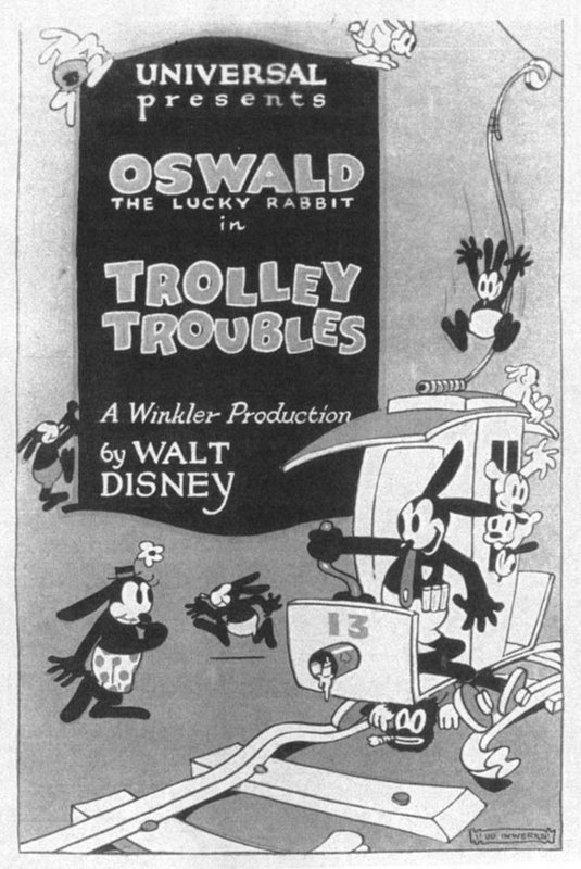 Oryginalny plakat kinowy Trolley Troubles Walta Disneya z 1927 r.